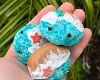 Ocean Waves Crystal Frogs | Polymer Clay Frog Figurine