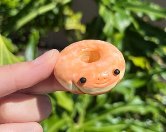 Donut Frog - Glazed (B) | Handmade Polymer Clay Frog Figurine