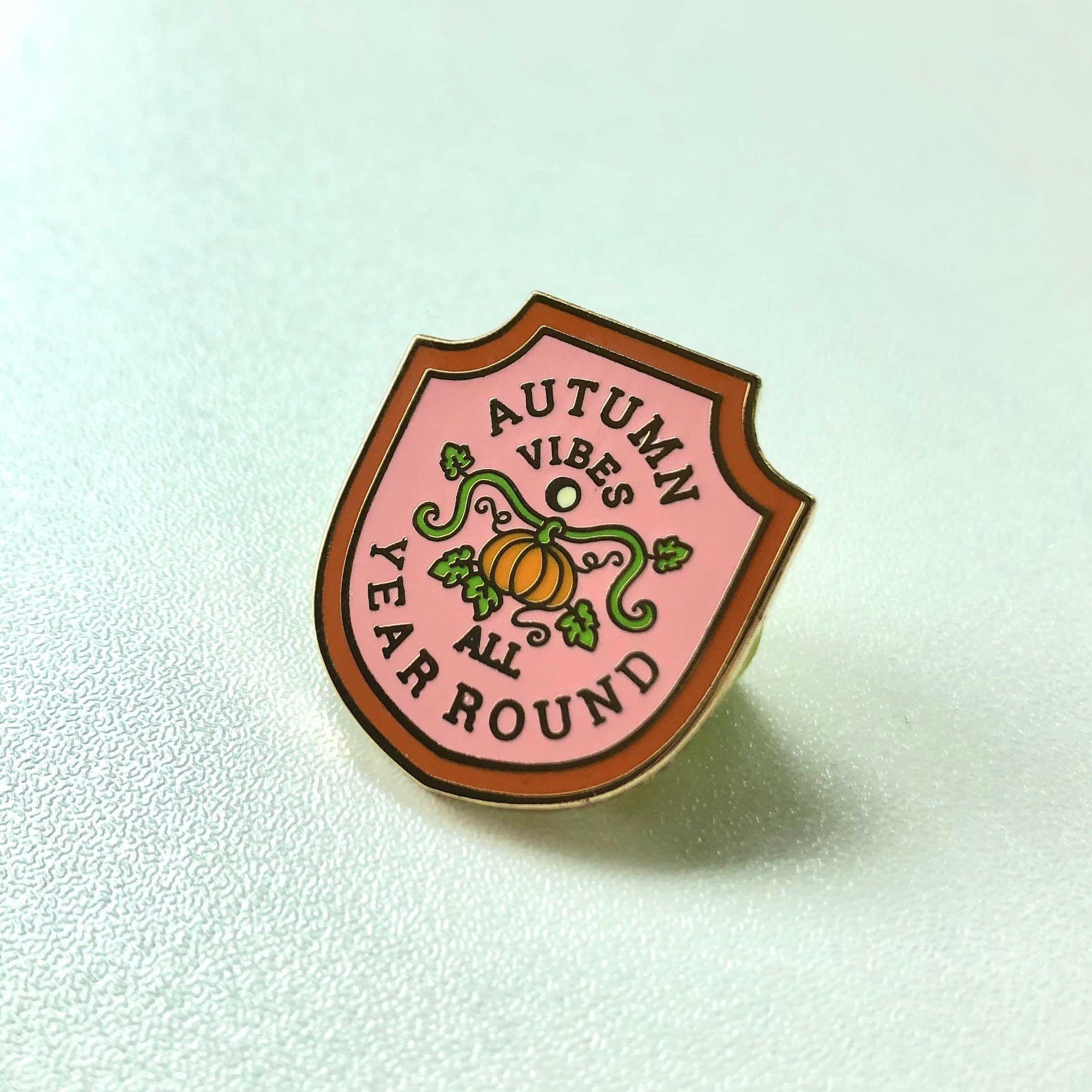 Autumn Vibes Enamel Pin | Gold-plated Merit Badge Pin; Autumn Enamel ...