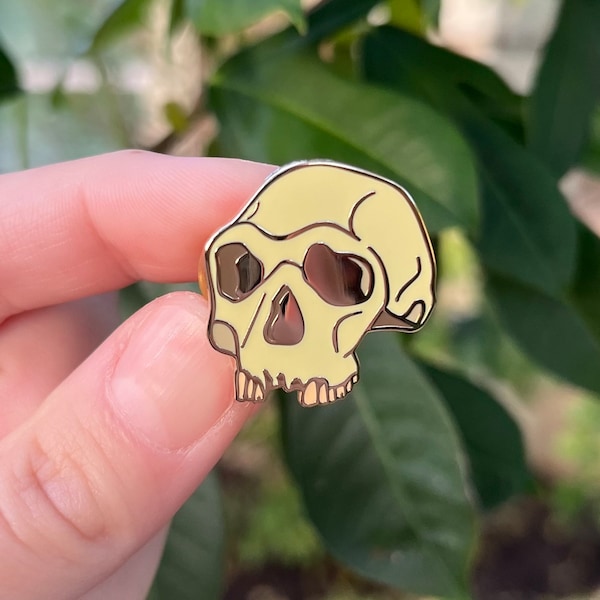 Homo habilis Skull Enamel Pin | archaeology enamel pin, science enamel pin, anthropology enamel pin, history lapel pin, brooch, gold