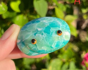 Ocean Shallows Crackle Frogs | Faux Crystal Polymer Clay Frog Sculpture