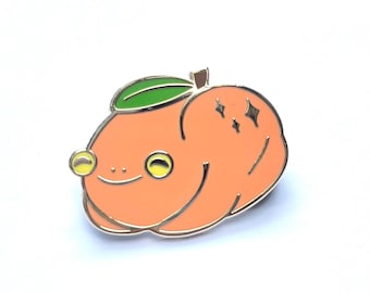 Pin de esmalte de rana melocotón / pin de solapa de rana de comida chapado en oro