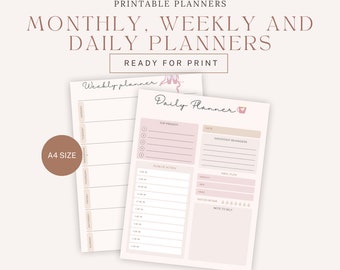 Pink Coquette Aesthetic Printable Planner | Undated Weekly, Monthly, Daily | Instant Download | A4 Size