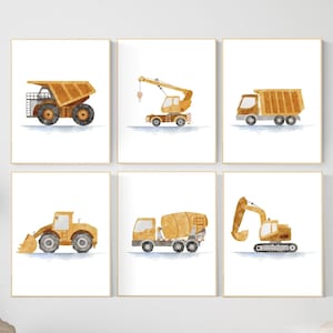 Boy Room Wall Art, Construction Vehicle Nursery Prints, Construction Wall Art, Transportation Print, Truck Wall Art, Nursery Truck Prints