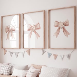 Bow print wall art, Bow nursery print, pink Bow nursery wall art, bow nursery art, bow nursery decor, bow print wall art pink, girl nursery