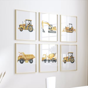 Boy Room Wall Art, Construction Vehicle Nursery Prints, Construction Wall Art, Transportation Print, Truck Wall Art, Nursery Truck Prints