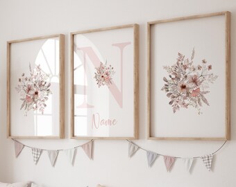 Wildflower Nursery Print: Boho Rainbow Floral Wall Art