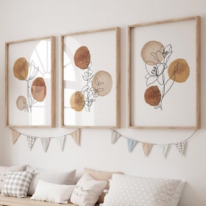 Boho Botanical Prints, neutral colors, Wildflower Nursery, floral nursery, earth colors, Wild Flowers, Flower Nursery, home decor