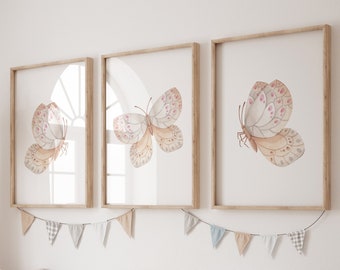 Nursery decor girl butterflies, Butterfly Nursery Art, Girl's Room Decor, Butterfly Nursery Decor for Baby Girl, blush pink nursery, neutral