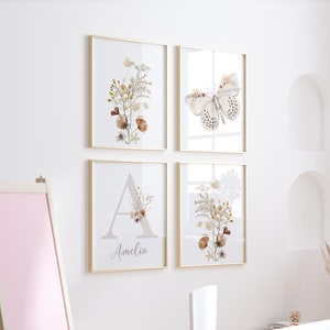 Bohokwekerij, decor wilde bloemen, vlinderkwekerij, bloemenkwekerij, decor meisjeskwekerij, bloemenkwekerij, botanische print, meisjeskwekerij