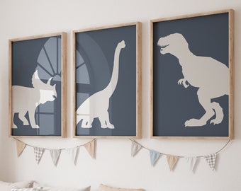 Dinosaur Prints for boys room, T-Rex Print, Triceratops Print, Brachiosaurus print, Dinosaur Wall art, Boy nursery decor, boys room wall art