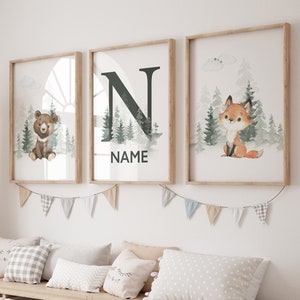 Nursery decor woodland, Woodland Nursery Wall Art, Woodland Print Set, animal prints, Woodland Animal Prints, gender neutral nursery