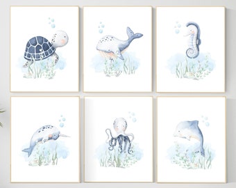 Ocean Nursery Prints: Watercolor Sea Animals, Under the Sea Decor