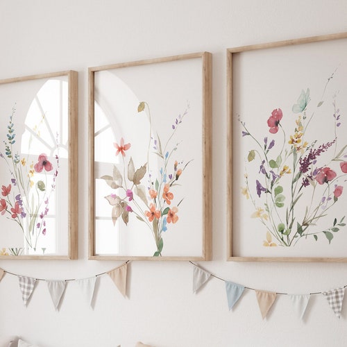 Boho Nursery Wall Art Wildflower Nursery Decor Floral Etsy