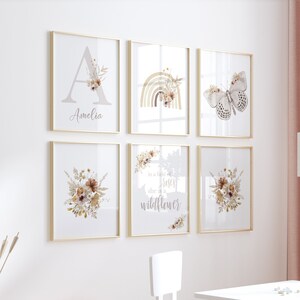 Bohokwekerij, decor wilde bloemen, vlinderkwekerij, bloemenkwekerij, decor meisjeskwekerij, bloemenkwekerij, botanische print, meisjeskwekerij