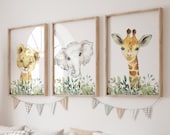 Jungle Animals, Safari Animal Nursery Prints, safari animals, safari nursery, Greenery, gender neutral nursery, Boy Nursery Wall Art
