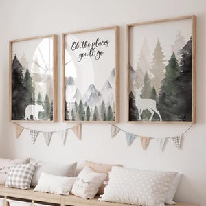 Woodland Nursery Art: Mountain Animal Prints