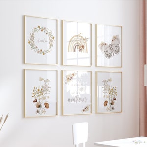 Decor wilde bloemenkwekerij, bohokwekerij, vlinderkwekerij, bloemenkwekerij, decor meisjeskwekerij, bloemenkwekerij, botanische print, meisjeskwekerij