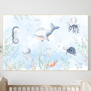 Ocean nursery, whale nursery, under the sea, sea nursery, sea turtle, nursery decor nautical, sea theme nursery, ocean themed baby room