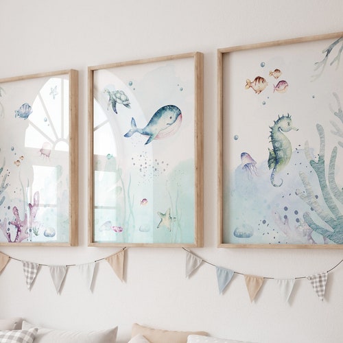 Under the Sea Wall Art Ocean Nursery Decor Nautical Nursery Etsy