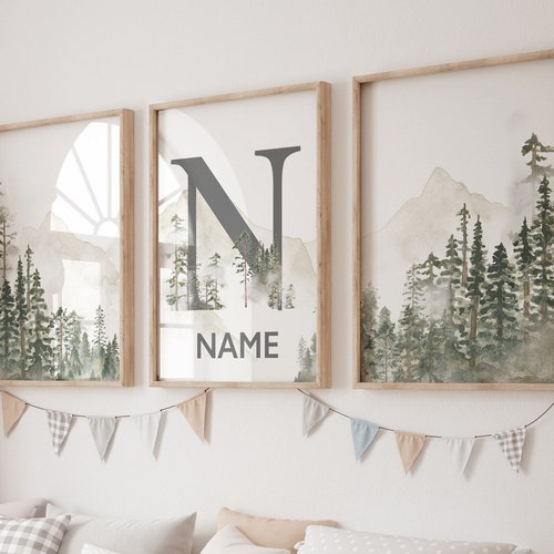 Nursery Decor Mountain Nursery Wall Art Tree Nursery Decor Etsy