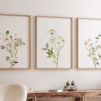 Daisy Print Set of 3, Daisy Wall Art, Nursery Prints, Set of 3 Sage ...