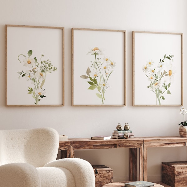 Daisy Nursery Print: Boho Wildflower Wall Art