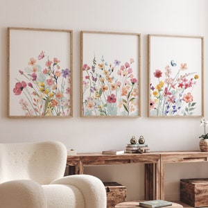 Wilde bloemenprint, bloemenkwekerij, kunst aan de muur boho kinderkamer, decor meisje kinderkamer, vintage bloemenkwekerij, vlinderkwekerij, interieurdecoratie