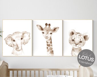 Watercolor Animal Nursery Prints: Gender Neutral Baby Room Decor