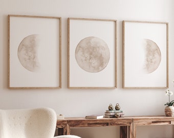 Moon Phases Print: Neutral Nursery Wall Art