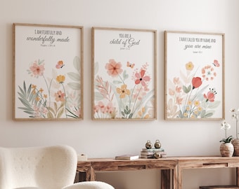 Boho Nursery wall art, Wildflower Nursery Decor, Floral Nursery, Girl Nursery Decor, vintage flower nursery, bible verse, christian wall art