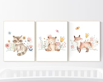 Woodland Animal Nursery Prints: Watercolor Forest Decor