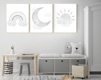 grey and white nursery decor