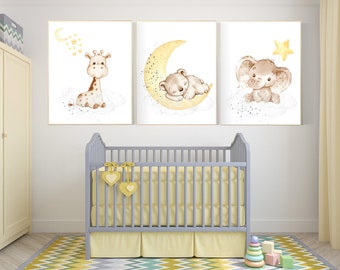 yellow and gray baby room