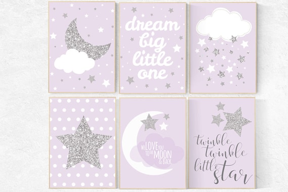 Purple nursery decor, Lavender nursery, lilac nursery, girls room decor purple, twinkle twinkle. dream big little star, Nursery decor girl