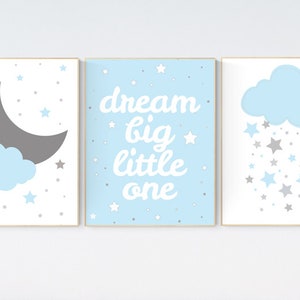 Dream Big little one,  Blue Nursery Decor, Boy Nursery Decor, Nursery Print, baby boy nursery wall art, baby room decor, blue gray nursery