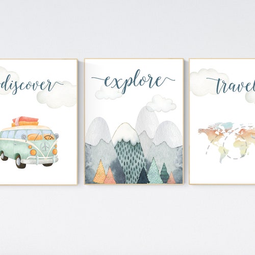 Travel Nursery Print Explore Nursery Wall Art Baby Boy - Etsy