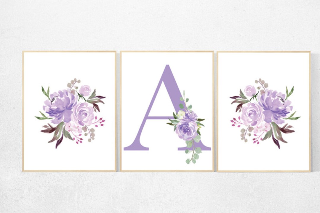 Purple Flower Nursery Decor, Nursery Decor Girl Purple, Nursery Decor