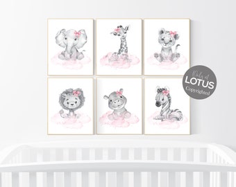 Safari Animal Prints: Girl Nursery Decor, Baby Room Art