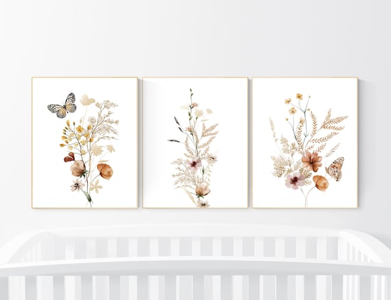 Boho Nursery wall art,, Wildflower Nursery Decor, Floral Nursery, Girl Nursery Decor, vintage flower nursery, Botanical Print, home decor