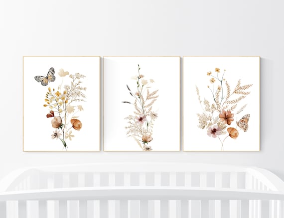 Boho Nursery wall art,, Wildflower Nursery Decor, Floral Nursery, Girl Nursery Decor, vintage flower nursery, Botanical Print, home decor