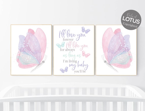 Butterfly nursery decor, pastel nursery decor, girl room decor, girl nursery, butterfly prints, pink nursery, purple nursery, teal nursery