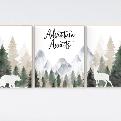 Woodland Nursery Decor Forest Wall Art Tree Nursery Decor Etsy