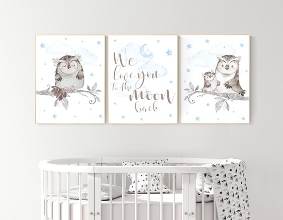 Nursery decor owl, owl nursery, nursery wall art boy, owl print nursery, owl print baby, baby nursery decor, baby room decor boy