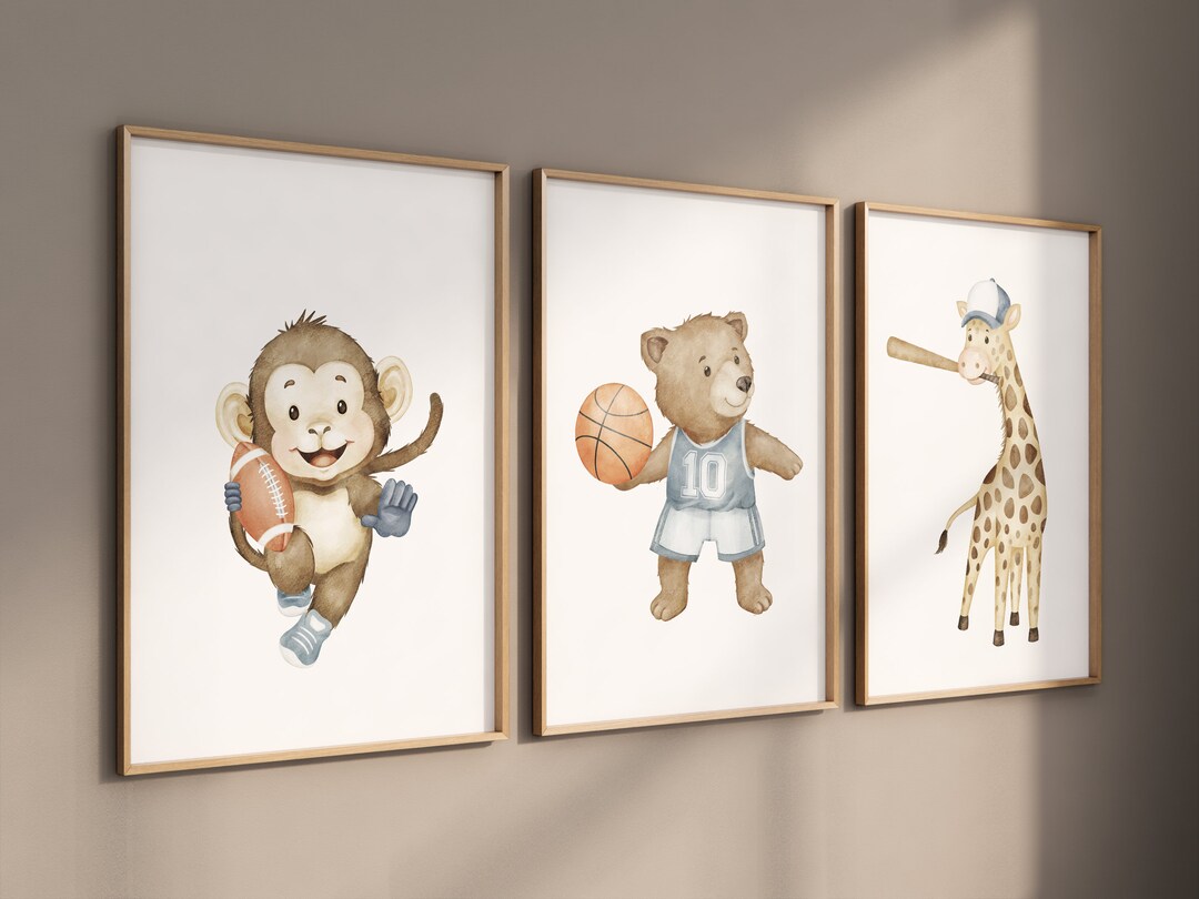Sports Nursery Decor, Baby Animals Sport, Baby Boy Sports Nursery
