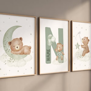 Nursery decor bear, nursery decor boy, sage green nursery, sage nursery, bear nursery print, teddy bear decor, nursery wall art, boy nursery