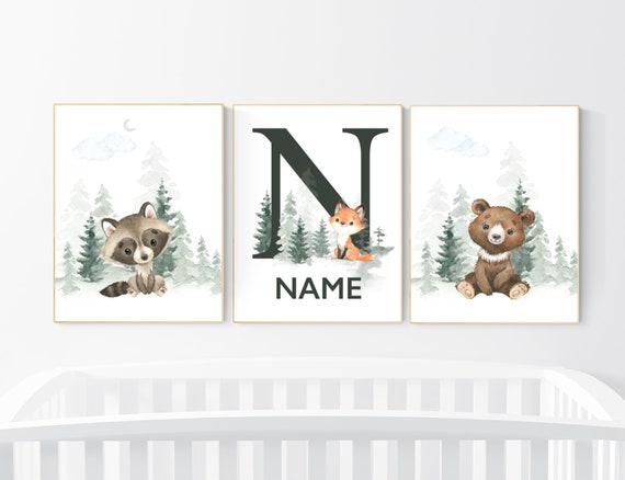 Nursery decor woodland, Woodland Nursery Wall Art, Woodland Print Set, animal prints, Woodland Animal Prints, gender neutral nursery