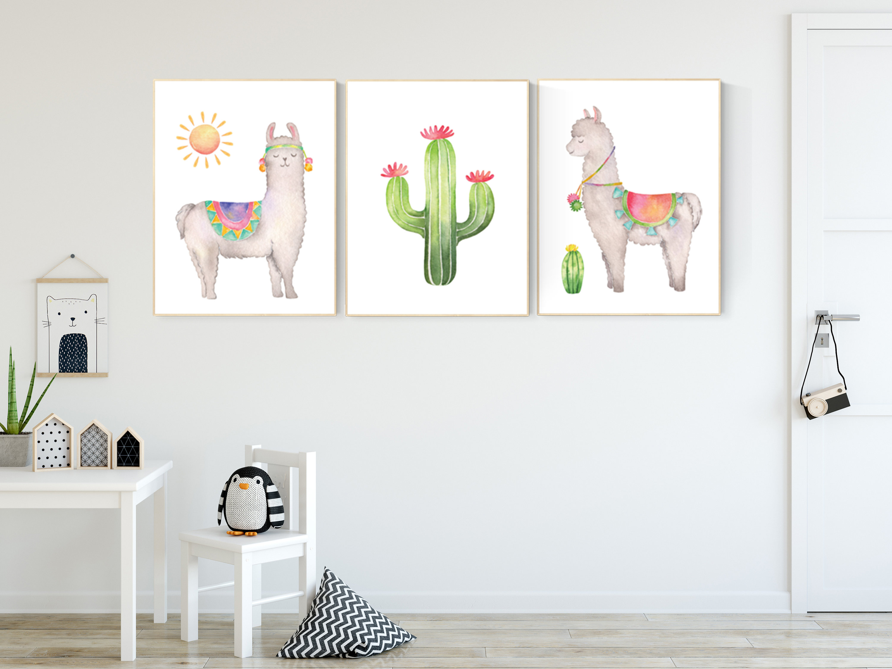 Llama nursery print llama cactus nursery wall art llama Llama
