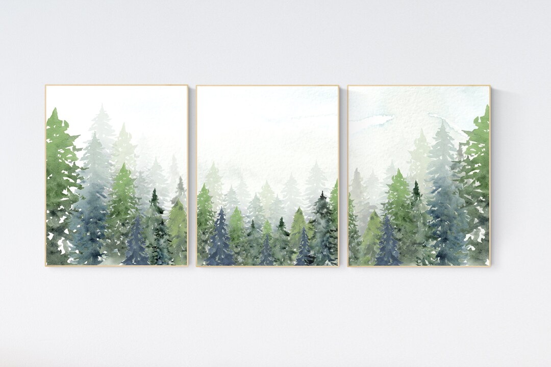 Watercolor Forest Print Set: Mountain Woodland Nursery Decor - Etsy