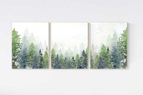 Nursery decor boy mountain, woodland nursery, adventure theme nursery, woodland, gender neutral, forest nursery, mountains, forest, tree